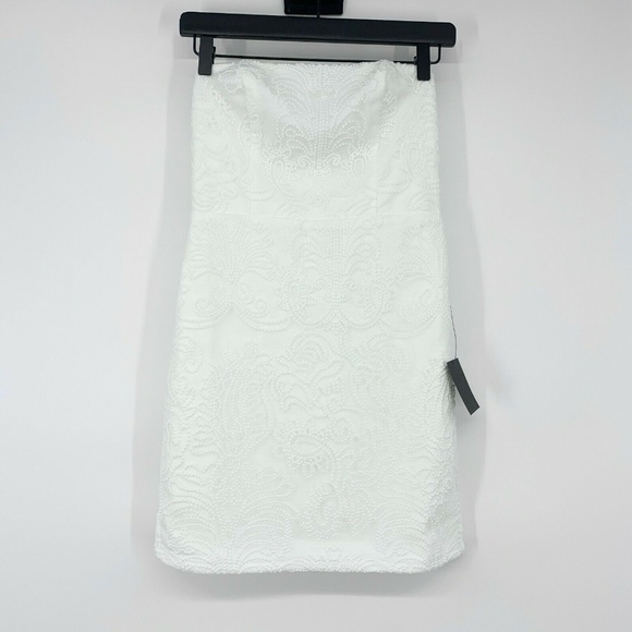 Lulus Dress Womens Small White Got Your Attention Embroidered Strapless Bodycon - Picture 5 of 11